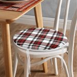 - RealHomes Yuvarlak Fermuarlı Minder - Realhomes  Kırmızı Siyah Çapraz Ekose Desenli Yuvarlak Fermuarlı Sandalye Minderi Realhomes