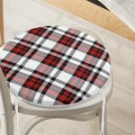 - RealHomes Yuvarlak Fermuarlı Minder - Realhomes  Kırmızı Siyah Çapraz Ekose Desenli Yuvarlak Fermuarlı Sandalye Minderi Realhomes