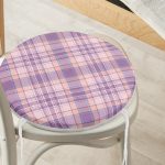 - RealHomes Yuvarlak Fermuarlı Minder - Realhomes  Lila Ekose Desenli Yuvarlak Fermuarlı Sandalye Minderi Realhomes