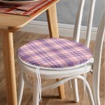 - RealHomes Yuvarlak Fermuarlı Minder - Realhomes  Lila Ekose Desenli Yuvarlak Fermuarlı Sandalye Minderi Realhomes