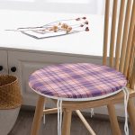 - RealHomes Yuvarlak Fermuarlı Minder - Realhomes  Lila Ekose Desenli Yuvarlak Fermuarlı Sandalye Minderi Realhomes