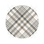 Realhomes Gri Krem Ekose Desenli Dijital Baskılı Modern Yuvarlak Fermuarlı Sandalye Minderi Realhomes