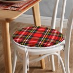 - RealHomes Yuvarlak Fermuarlı Minder - Realhomes  Kırmızı Zeminli Ekose Desenli Yuvarlak Fermuarlı Sandalye Minderi Realhomes