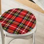 - RealHomes Yuvarlak Fermuarlı Minder - Realhomes  Kırmızı Zeminli Ekose Desenli Yuvarlak Fermuarlı Sandalye Minderi Realhomes