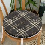 - RealHomes Yuvarlak Fermuarlı Minder - Realhomes Siyah Zeminli Ekose Desenli Dijital Baskılı Yuvarlak Fermuarlı Sandalye Minderi Realhomes