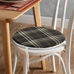 - RealHomes Yuvarlak Fermuarlı Minder - Realhomes Siyah Zeminli Ekose Desenli Dijital Baskılı Yuvarlak Fermuarlı Sandalye Minderi Realhomes