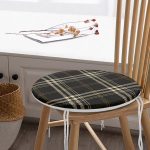 - RealHomes Yuvarlak Fermuarlı Minder - Realhomes Siyah Zeminli Ekose Desenli Dijital Baskılı Yuvarlak Fermuarlı Sandalye Minderi Realhomes