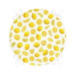 Limon Desenli 3D Dijital Baskılı Yuvarlak Fermuarlı Sandalye Minderi Realhomes