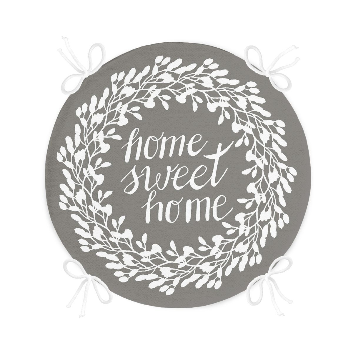 Home Sweet Home Dijital Baskılı Yuvarlak Fermuarlı Sandalye Minderi Realhomes