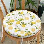 - RealHomes Yuvarlak Fermuarlı Minder - Realhomes Realhomes Limon Desenli İlkbahar Renkleri Dijital Baskılı Modern Yuvarlak Fermuarlı Sandalye Minderi Realhomes