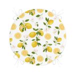 - RealHomes Yuvarlak Fermuarlı Minder - Realhomes Realhomes Limon Desenli İlkbahar Renkleri Dijital Baskılı Modern Yuvarlak Fermuarlı Sandalye Minderi Realhomes