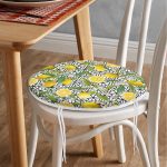 - RealHomes Yuvarlak Fermuarlı Minder - Realhomes Geometrik ve Limon Desenli 3D Dijital Baskılı Yuvarlak Fermuarlı Sandalye Minderi Realhomes