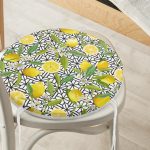 - RealHomes Yuvarlak Fermuarlı Minder - Realhomes Geometrik ve Limon Desenli 3D Dijital Baskılı Yuvarlak Fermuarlı Sandalye Minderi Realhomes