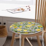 - RealHomes Yuvarlak Fermuarlı Minder - Realhomes Geometrik ve Limon Desenli 3D Dijital Baskılı Yuvarlak Fermuarlı Sandalye Minderi Realhomes