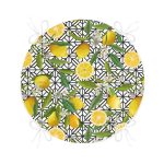 - RealHomes Yuvarlak Fermuarlı Minder - Realhomes Geometrik ve Limon Desenli 3D Dijital Baskılı Yuvarlak Fermuarlı Sandalye Minderi Realhomes