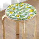 - RealHomes Yuvarlak Fermuarlı Minder - Realhomes  Yeşil Çizgili Limon Desenli Dijital Baskılı Yuvarlak Fermuarlı Sandalye Minderi Realhomes