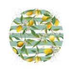 - RealHomes Yuvarlak Fermuarlı Minder - Realhomes  Yeşil Çizgili Limon Desenli Dijital Baskılı Yuvarlak Fermuarlı Sandalye Minderi Realhomes