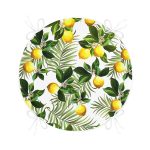 Limon Yaprakları Desenli Dijital Baskılı Yuvarlak Fermuarlı Sandalye Minderi Realhomes