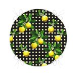 - RealHomes Yuvarlak Fermuarlı Minder - Realhomes  Siyah Zeminde Ekose Desenli Limon Dijital Baskılı Yuvarlak Fermuarlı Sandalye Minderi Realhomes