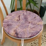 - RealHomes Yuvarlak Fermuarlı Minder - Realhomes  Altın Yaldızlı Mermer Desenli Dijital Baskılı Yuvarlak Fermuarlı Sandalye Minderi Realhomes