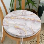 - RealHomes Yuvarlak Fermuarlı Minder - Realhomes Altın Yaldız Çizgili Mermer Desenli Yuvarlak Fermuarlı Sandalye Minderi Realhomes