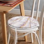 - RealHomes Yuvarlak Fermuarlı Minder - Realhomes Altın Yaldız Çizgili Mermer Desenli Yuvarlak Fermuarlı Sandalye Minderi Realhomes