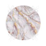 - RealHomes Yuvarlak Fermuarlı Minder - Realhomes Altın Yaldız Çizgili Mermer Desenli Yuvarlak Fermuarlı Sandalye Minderi Realhomes