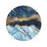 - RealHomes Yuvarlak Fermuarlı Minder - Realhomes  Altın Varaklı Mavi Zeminli Modern Yuvarlak Fermuarlı Sandalye Minderi Realhomes