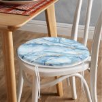 - RealHomes Yuvarlak Fermuarlı Minder - Realhomes Mavi Renkli Mermer Desenli Dijital Baskılı Yuvarlak Fermuarlı Sandalye Minderi Realhomes