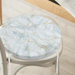 Altın Çizgili Mavi Zeminli Dijital Baskılı Yuvarlak Fermuarlı Sandalye Minderi Realhomes