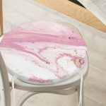 - RealHomes Yuvarlak Fermuarlı Minder - Realhomes Pembe Beyaz Mermer Desenli Dijital Baskılı Yuvarlak Fermuarlı Sandalye Minderi Realhomes