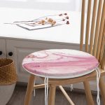 - RealHomes Yuvarlak Fermuarlı Minder - Realhomes Pembe Beyaz Mermer Desenli Dijital Baskılı Yuvarlak Fermuarlı Sandalye Minderi Realhomes