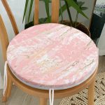 - RealHomes Yuvarlak Fermuarlı Minder - Realhomes Palmiye Desenli Mermer Zeminli Yuvarlak Fermuarlı Sandalye Minderi Realhomes