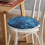 - RealHomes Yuvarlak Fermuarlı Minder - Realhomes  Mavi Ebru Motifleri Dijital Baskılı Yuvarlak Fermuarlı Sandalye Minderi Realhomes