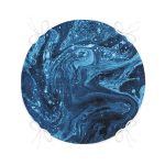 - RealHomes Yuvarlak Fermuarlı Minder - Realhomes  Mavi Ebru Motifleri Dijital Baskılı Yuvarlak Fermuarlı Sandalye Minderi Realhomes