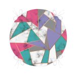 Realhomes Geometrik Şekilli Mermer Baskılı Modern Yuvarlak Fermuarlı Sandalye Minderi Realhomes