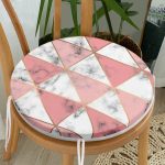 - RealHomes Yuvarlak Fermuarlı Minder - Realhomes  Geometrik Üçgen Şekilli Mermer Desenli Yuvarlak Fermuarlı Sandalye Minderi Realhomes