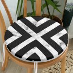 - RealHomes Yuvarlak Fermuarlı Minder - Realhomes  Mermer Zeminli Siyah Geometrik Desenli Modern Yuvarlak Fermuarlı Sandalye Minderi Realhomes