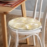 - RealHomes Yuvarlak Fermuarlı Minder - Realhomes  Vizon Renk Amazon Yaprakları Temalı Modern Yuvarlak Fermuarlı Sandalye Minderi Realhomes