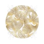 - RealHomes Yuvarlak Fermuarlı Minder - Realhomes  Vizon Renk Amazon Yaprakları Temalı Modern Yuvarlak Fermuarlı Sandalye Minderi Realhomes