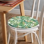 - RealHomes Yuvarlak Fermuarlı Minder - Realhomes  Amazon Yaprakları Dijital Baskılı Modern Yuvarlak Fermuarlı Sandalye Minderi Realhomes