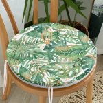 - RealHomes Yuvarlak Fermuarlı Minder - Realhomes  Amazon Yaprakları Dijital Baskılı Modern Yuvarlak Fermuarlı Sandalye Minderi Realhomes