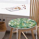 - RealHomes Yuvarlak Fermuarlı Minder - Realhomes  Amazon Yaprakları Dijital Baskılı Modern Yuvarlak Fermuarlı Sandalye Minderi Realhomes