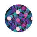 Lacivert Tropikal Desenli Dijital Baskılı Yuvarlak Fermuarlı Sandalye Minderi Realhomes