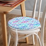 Geometrik Zeminde Tüy Desenli Modern Yuvarlak Fermuarlı Sandalye Minderi Realhomes