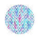 Geometrik Zeminde Tüy Desenli Modern Yuvarlak Fermuarlı Sandalye Minderi Realhomes