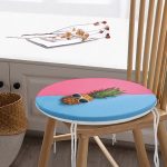 - RealHomes Yuvarlak Fermuarlı Minder - Realhomes Mavi Pembe Ananas Desenli Modern Yuvarlak Fermuarlı Sandalye Minderi Realhomes