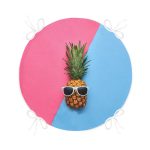 - RealHomes Yuvarlak Fermuarlı Minder - Realhomes Mavi Pembe Ananas Desenli Modern Yuvarlak Fermuarlı Sandalye Minderi Realhomes