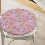 - RealHomes Yuvarlak Fermuarlı Minder - Realhomes  Ogea Pudra Zeminli Özel Tasarım Yuvarlak Fermuarlı Sandalye Minderi Realhomes