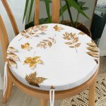 - RealHomes Yuvarlak Fermuarlı Minder - Realhomes 3D Altın Renkli Yapraklar Desenli Yuvarlak Fermuarlı Sandalye Minderi Realhomes